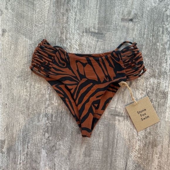 Stone Fox Swim Zebra Print Bikini Bottom MRSP $68 - Picture 1 of 8